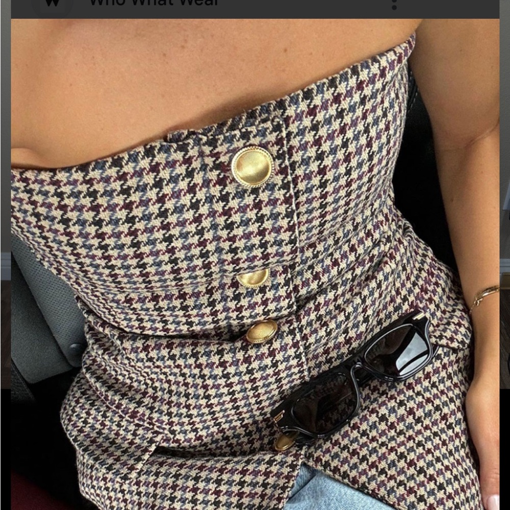 Stylish Houndstooth Strapless Top